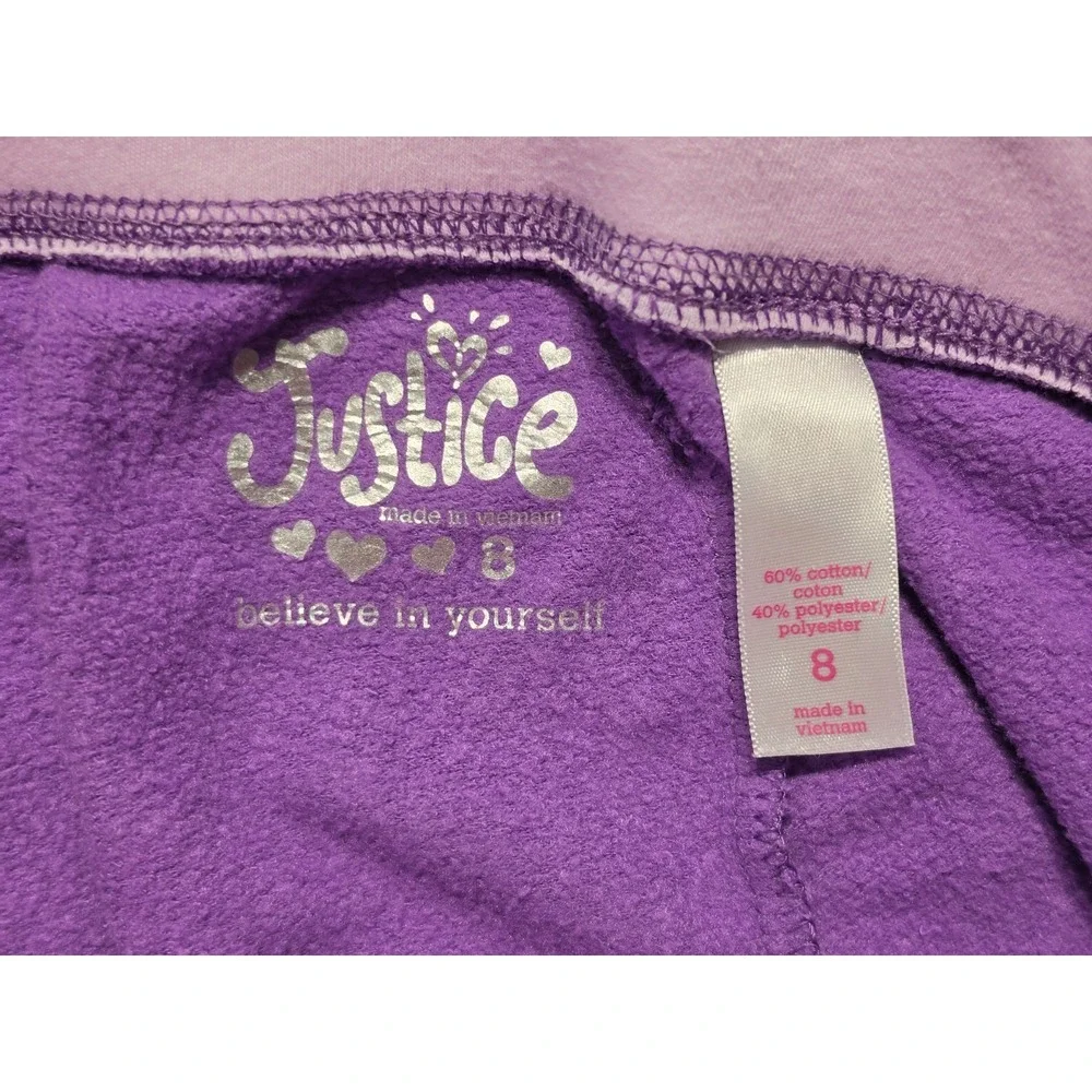 Justice Girls Purple Sweatpants Glitter Graphic‎ 